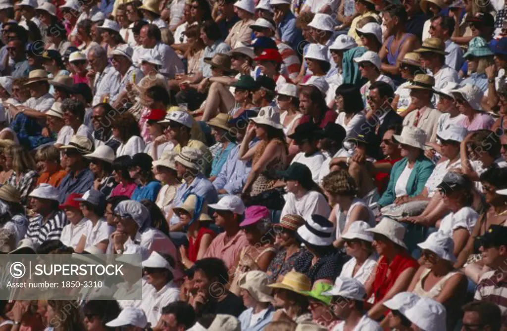 England, London, Crowd Of Wimbeldon Tennis Supporters.