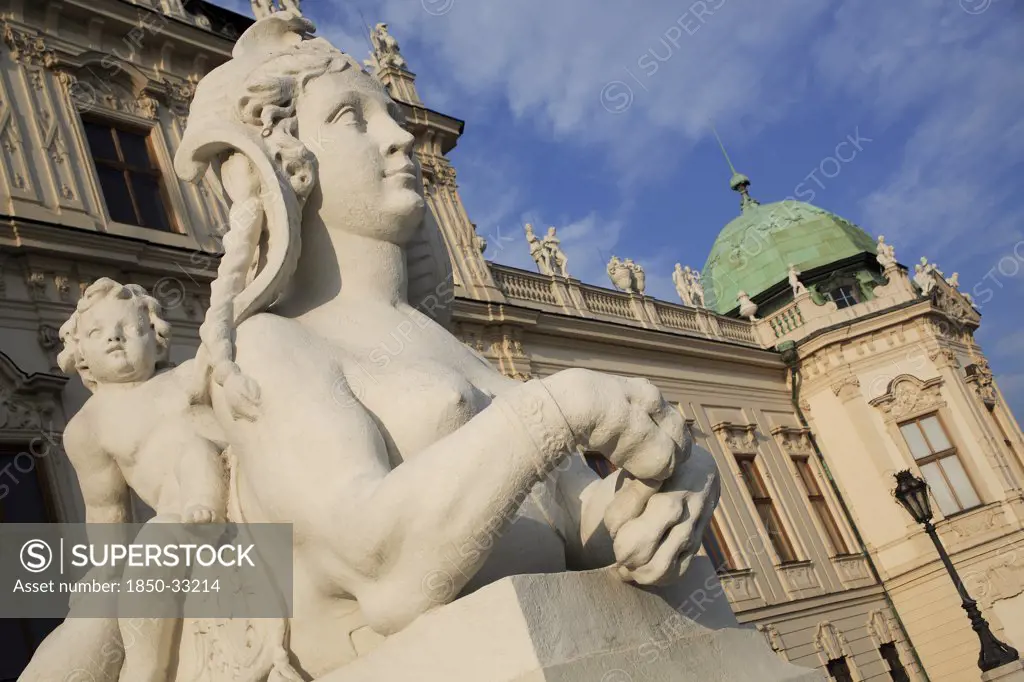 Austria, Vienna, Sphinx statue outside the Belvedere Palace.