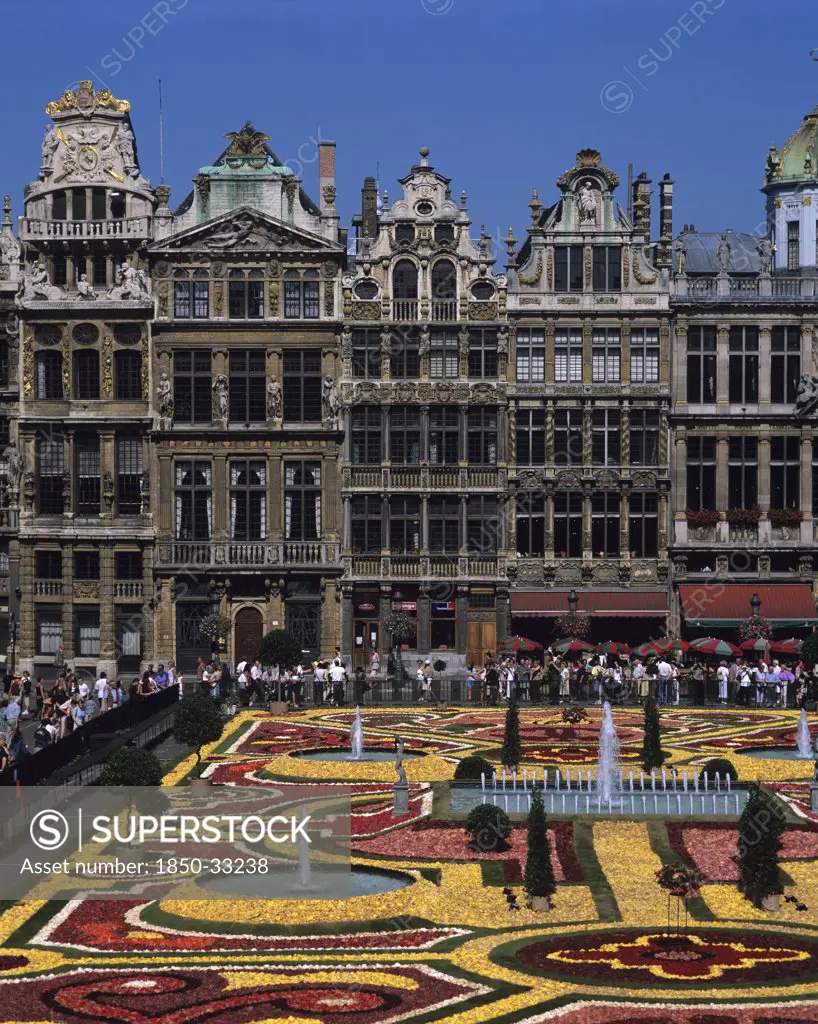Belgium, Brabant, Brussels, The Grand Palace Flower Display.