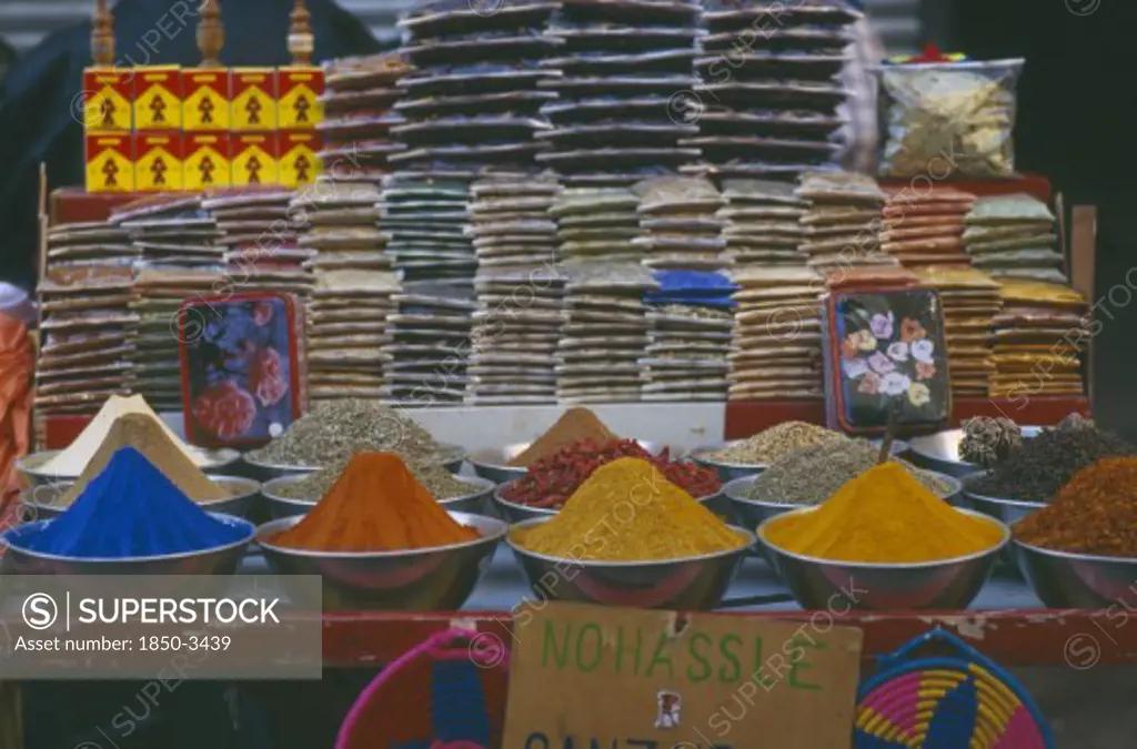 Egypt, Luxor, Colourful Herbs And Spices On Market Stall