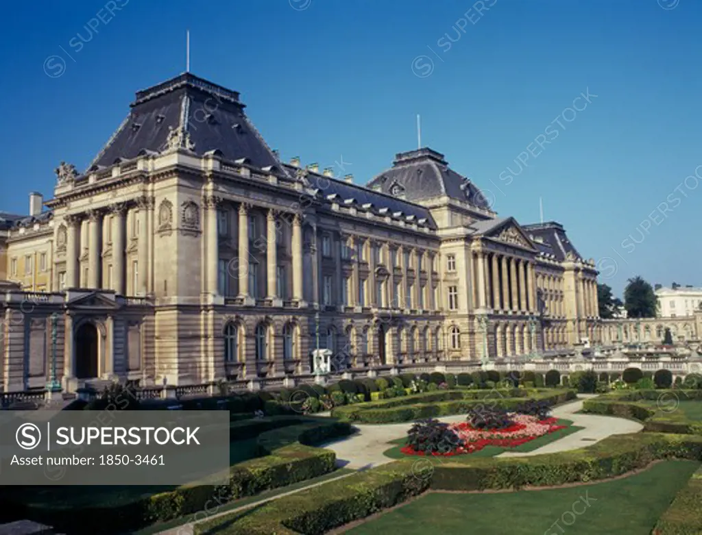Belgium, Brussels , Royal Palace, Garden And Exterior Of The Palace.