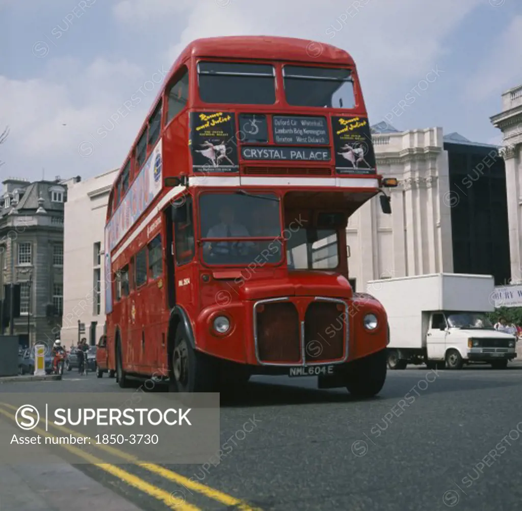 England, London, Transport, Red Bus Destination Crystal Palace.