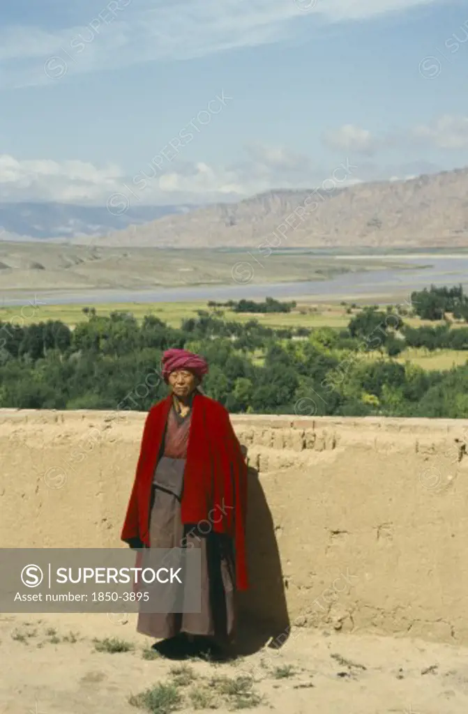 China, Quinghai Province, Tibetan Monk Living In Remote Area By The Yellow River Near Guide.