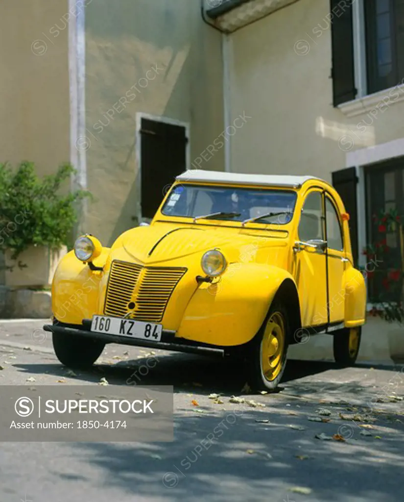France,    , General, Restored Old Classic Yellow Citroen 2Cv Car