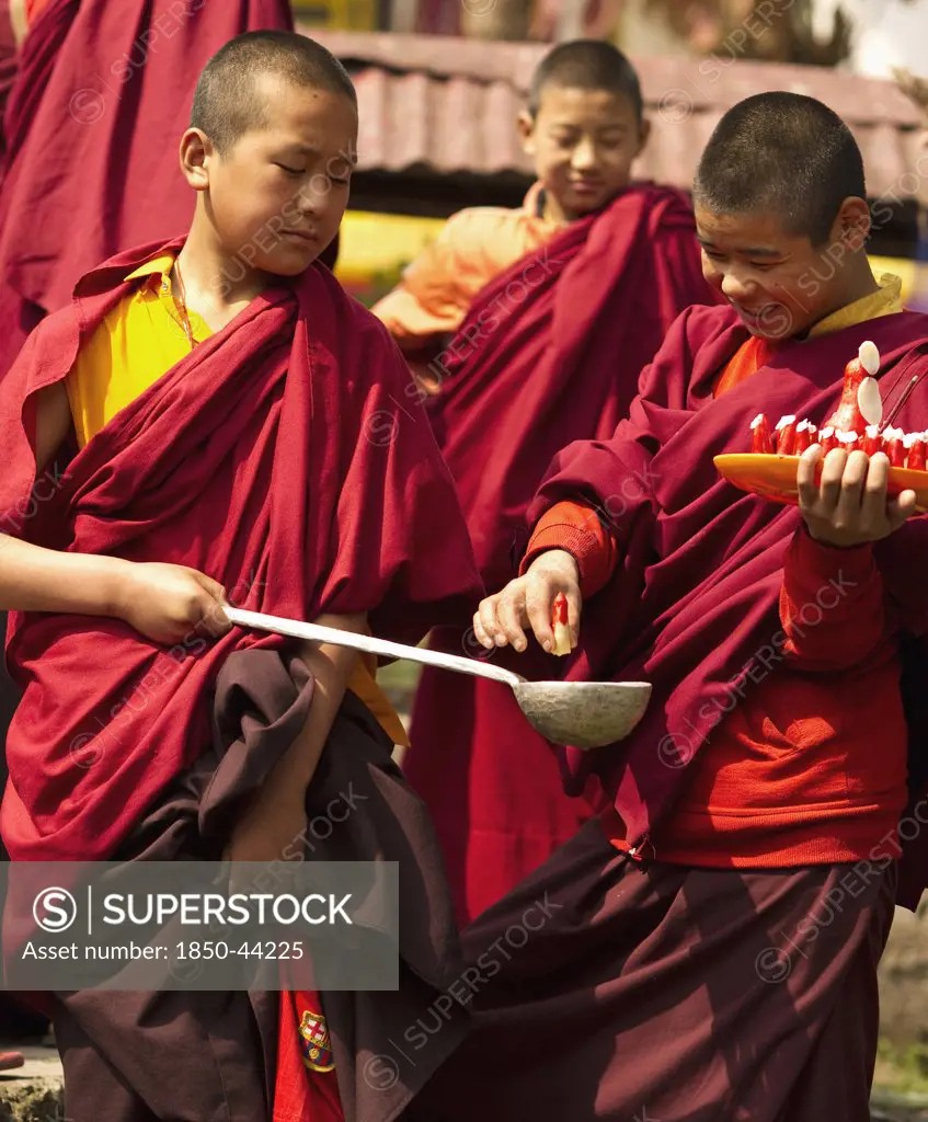 India,  Sikkim, Buddhist Monks in a Losar ceremony