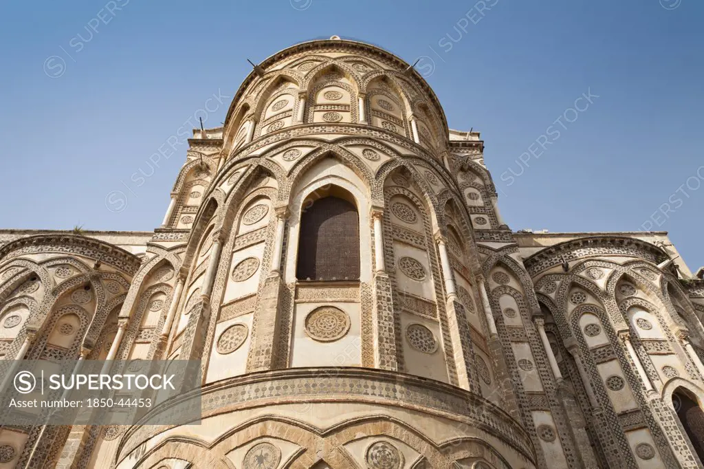Italy, Sicily, Palermo, Apse of Monreale Cathedral.