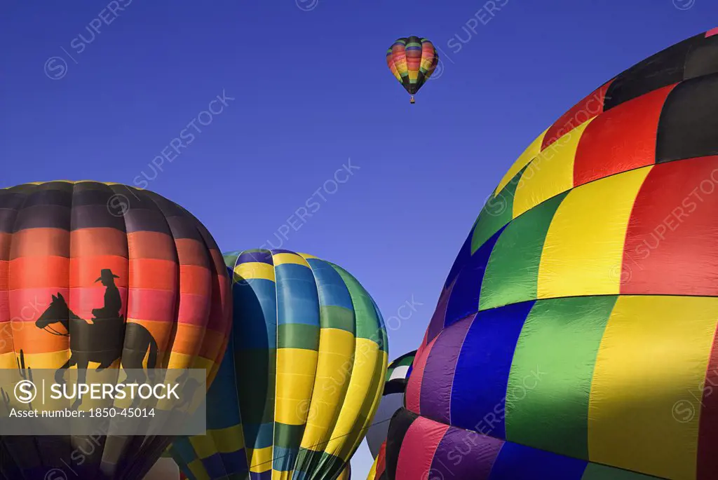 Annual balloon fiesta colourful hot air balloons.USA New Mexico Albuquerque