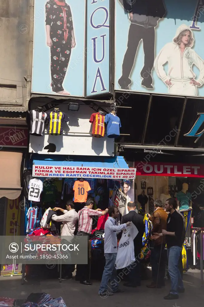 Eminonu Shop selling football shirts.Turkey Istanbul