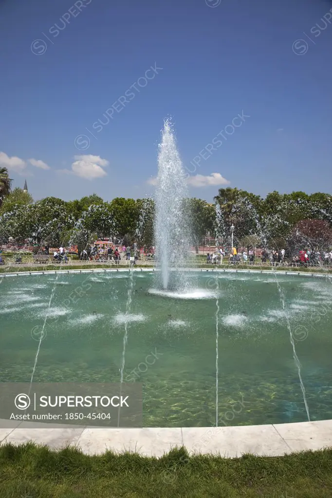 Sultanahmet Fountain in the park between the Hagia Sofia and the Blue Mosque.Turkey Istanbul