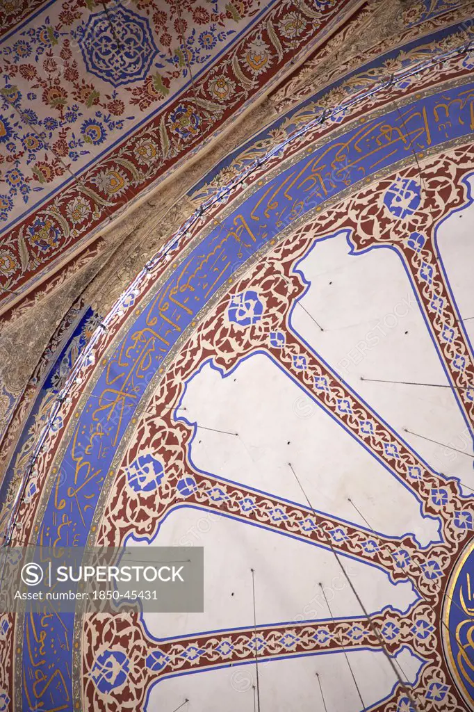 Sultanahmet Camii Blue Mosque interior detail of the domed ceiling, Turkey Istanbul