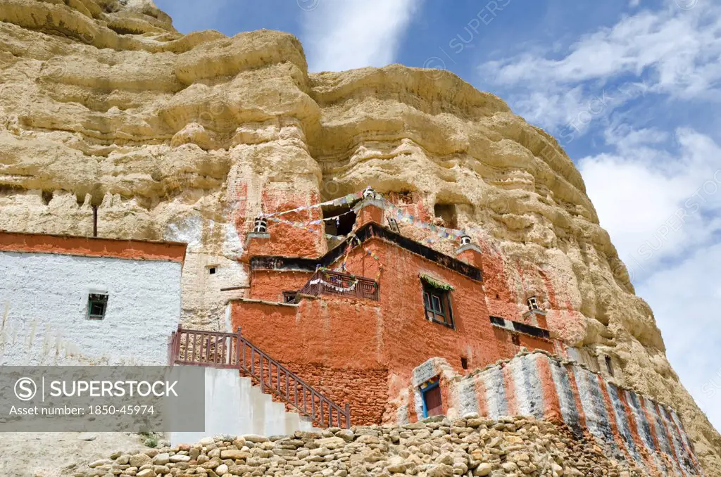 Nepal, Upper Mustang, Ancient Nyphu cave monastery near Lo Manthang.