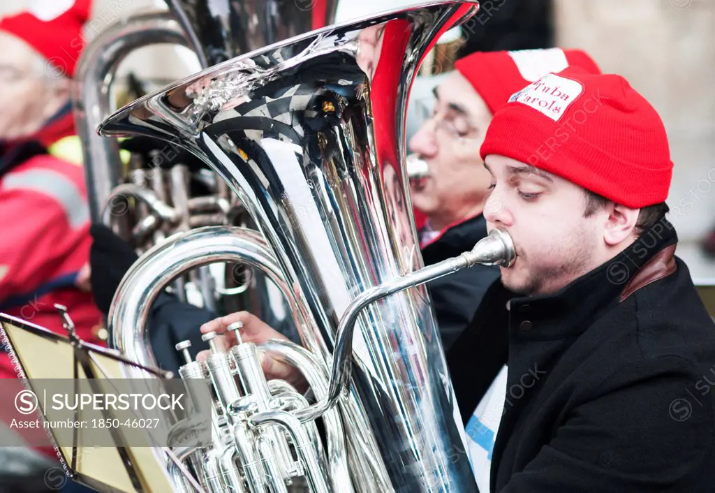 England, London, St Pauls Cathedral, Tuba Carols an annual Christmas charitable musical performance.
