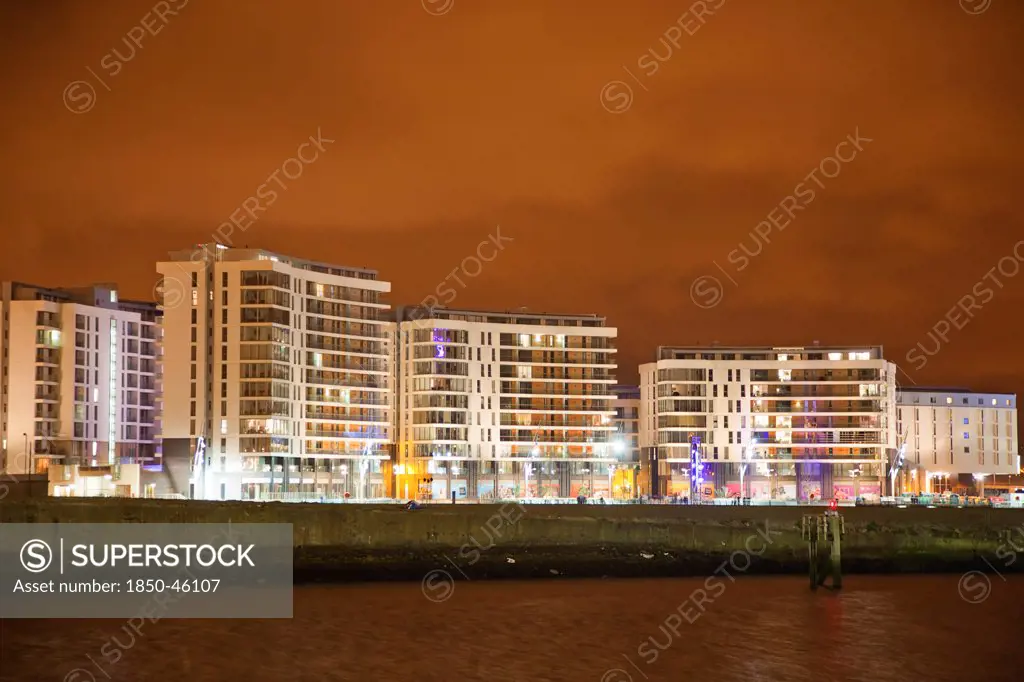 Ireland, North, Belfast, Titanic Quarter, Modern apartment building built on the former shipyard site.