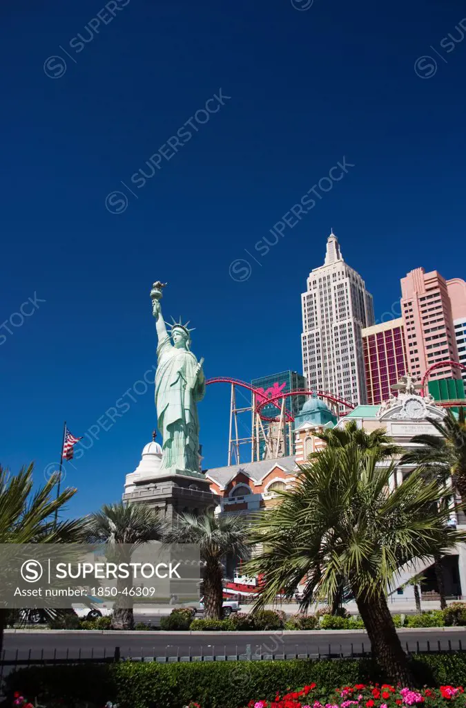 USA, Nevada, Las Vegas, View across to the New York New York Casino Hotel.