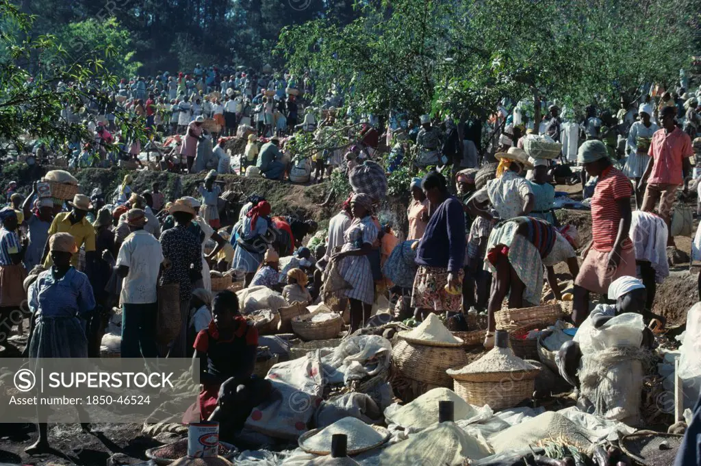 Haiti, Markets, Busy market scene.