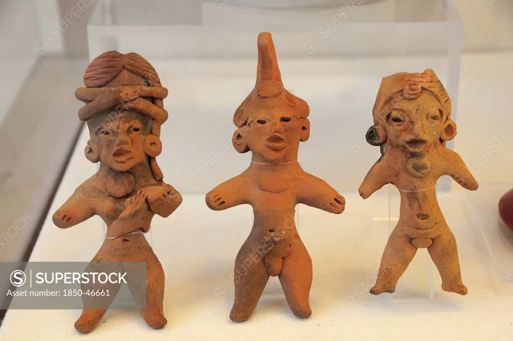 Mexico, Puebla, Cholula archaeological site museum small clay figures.