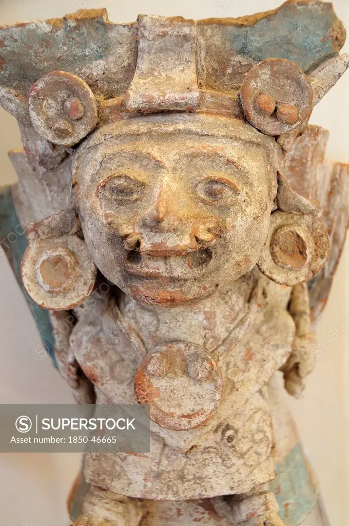 Mexico, Puebla, Cholula, Cholula site museum Clay figure of Huehueteotl the God of fire