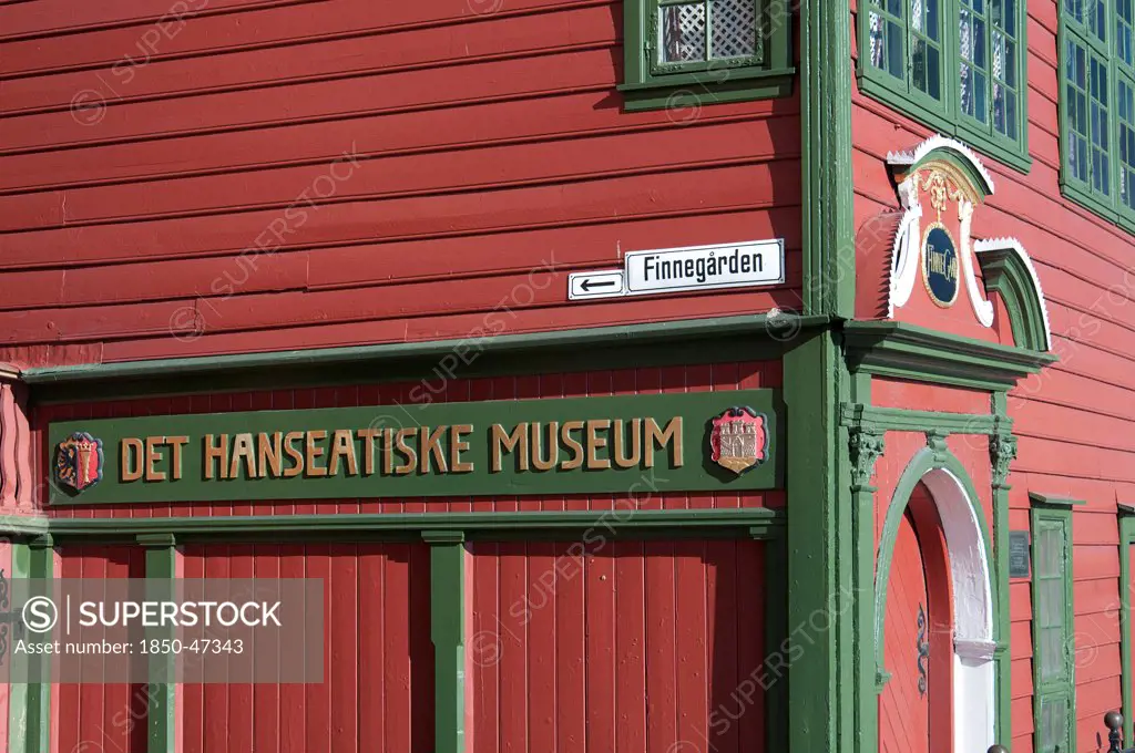 Norway, Bergen, Hanseatic museum building detail on the Bryggen.