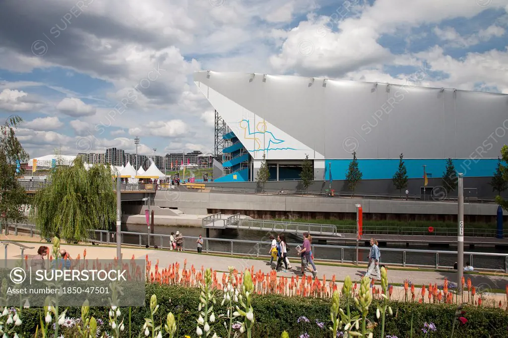 England, London, Stratford Olympic Park View of the Water Polo Arena.