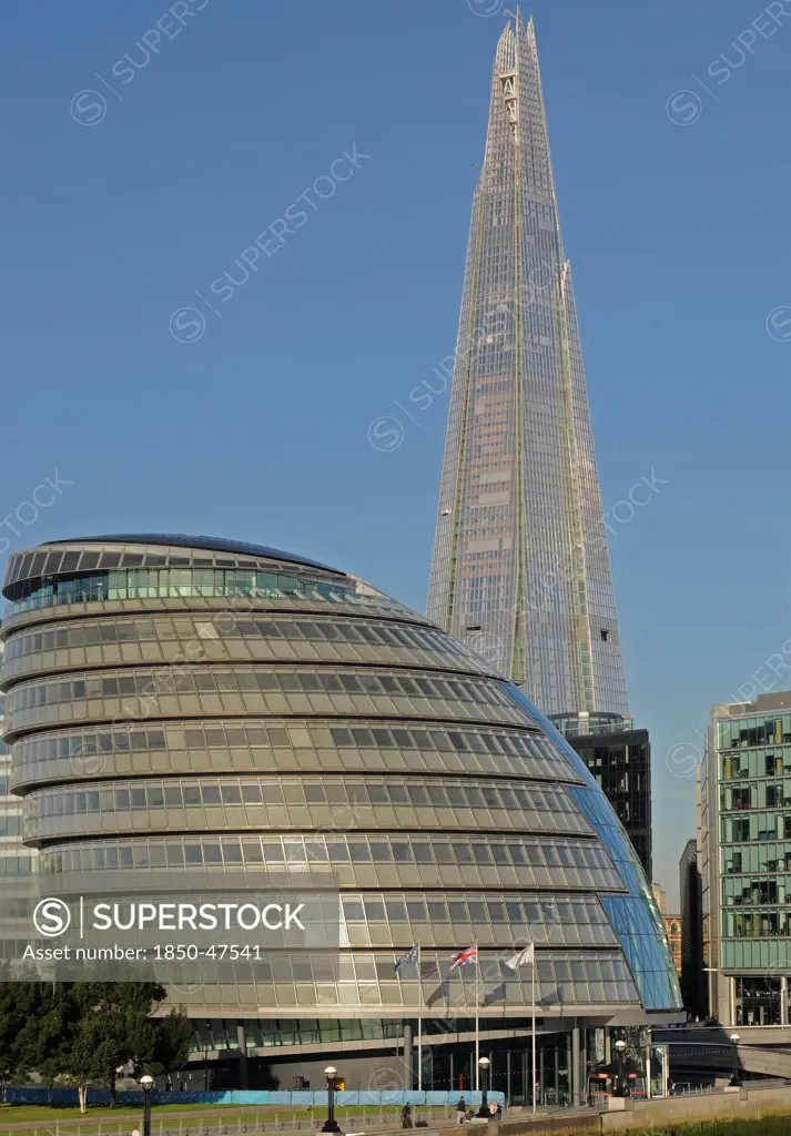 England, London, The Shard with City Hall in the foreground.