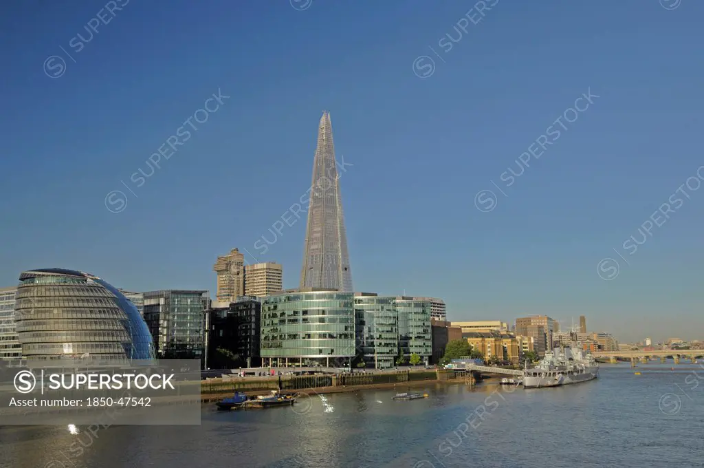 England, London, The Shard with City Hall in the foreground.