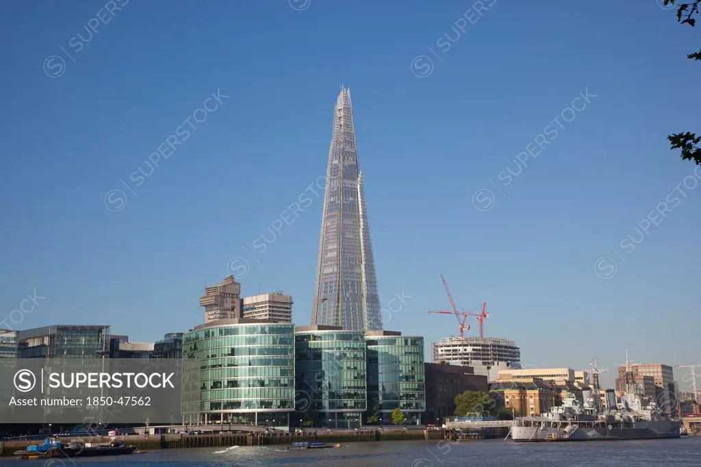 England, London, The Shard skyscraper designed by Renzo Piano in the citys London Bridge Quarter.