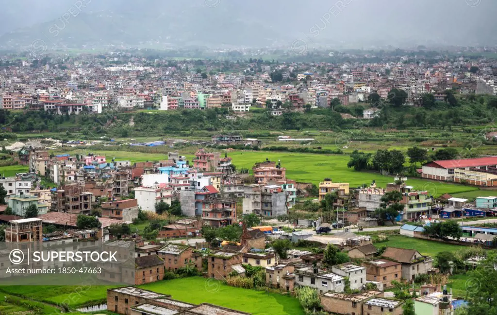 Nepal, Kathmandu, Vew over city housing.