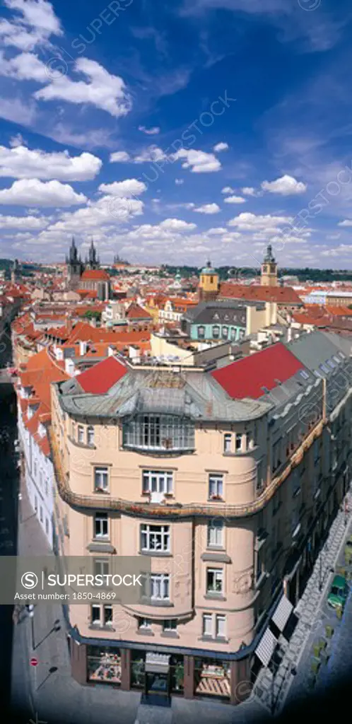 Czech Republic, Stredocesky, Prague, View Over City Rooftops.