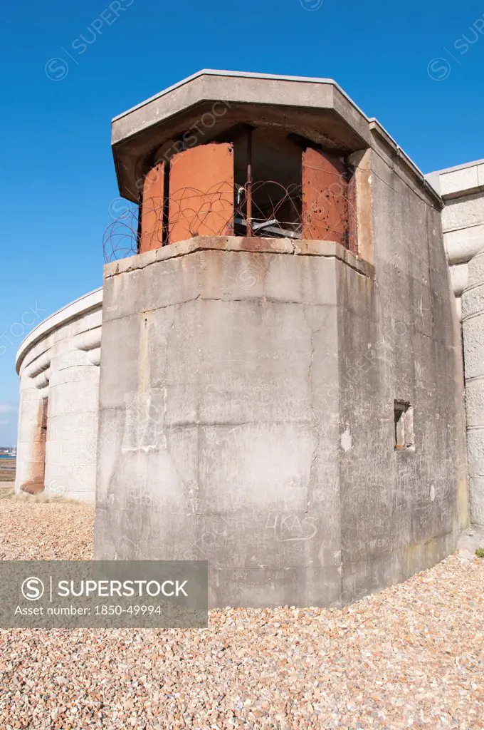 England, Hampshire, Milford on Sea, Second world war defences at Hurst Castle to defend the strategically important Solent.