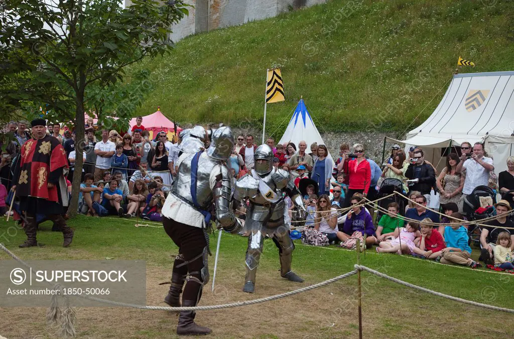 England, West Sussex, Arundel, Jousting festival in the grounds of Arundel Castle.