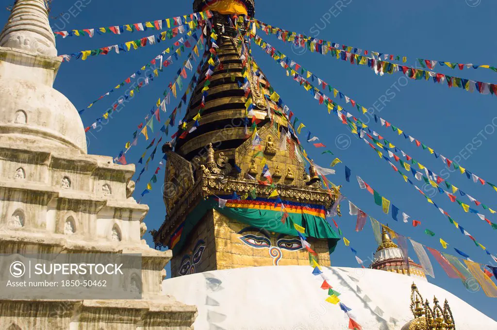 Nepal, Kathmandu, Swayambunath Monkey Temple.