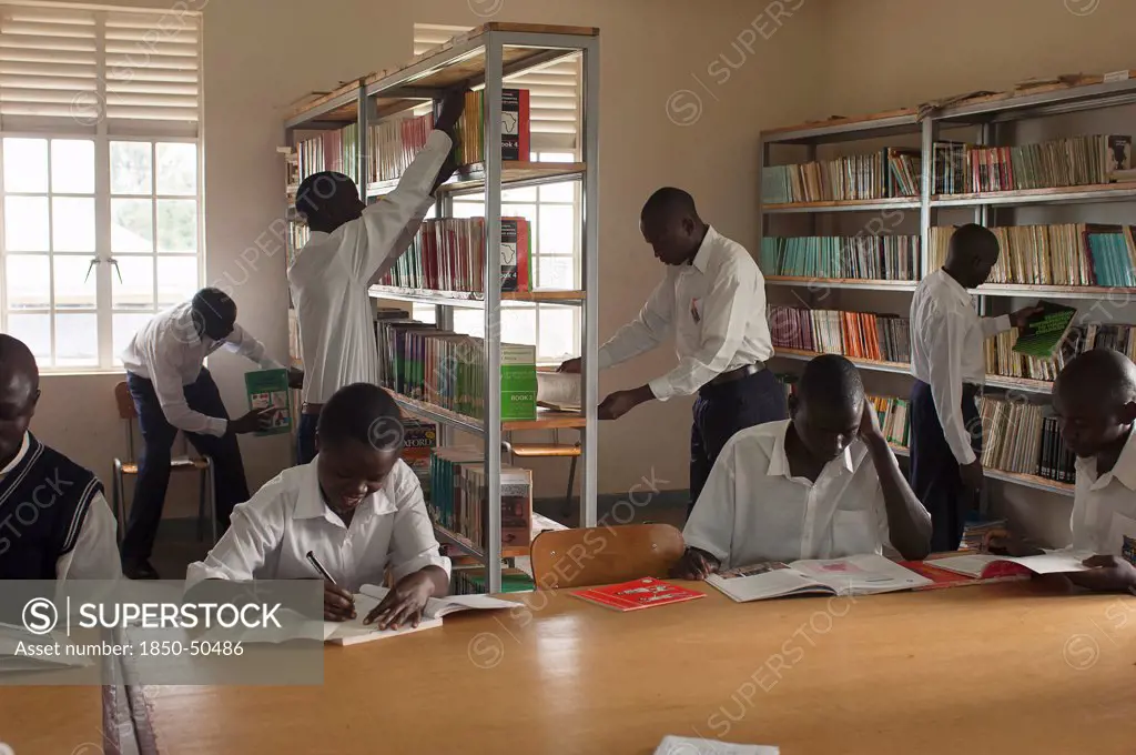 Uganda, Kabarole District, Student teachers in the library at Fort Portal Teacher Training College.