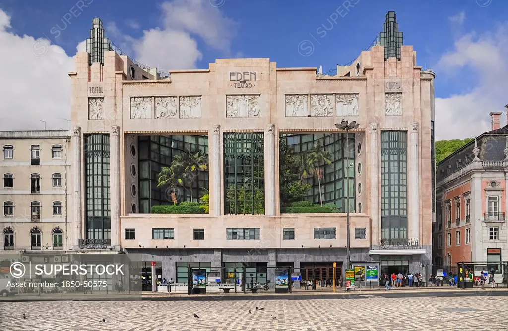 Portugal, Estremadura, Lisbon, Art Deco exterior of the former Eden theatre now a hotel.