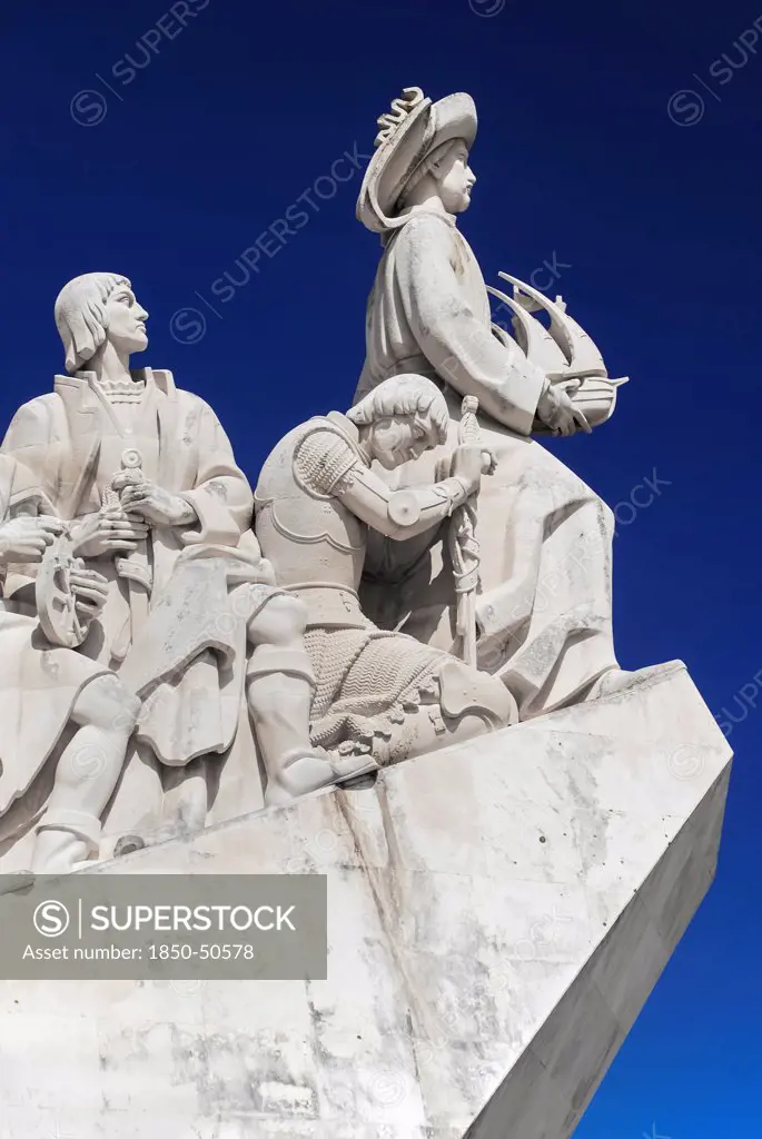 Portugal, Estremadura, Lisbon, Padrao dos Descobrimentos Carving of Prince Henry the Navigator leading the Discoveries Monument.