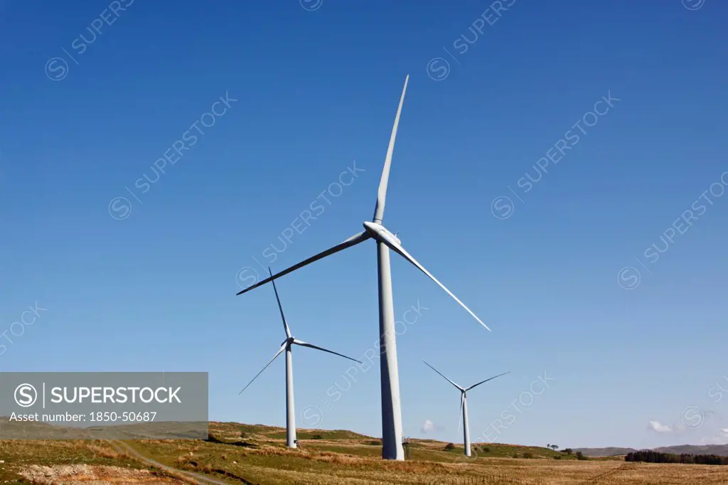 Environment, Power, Wind, Wind Farm on Moorland Cumbria England UK.