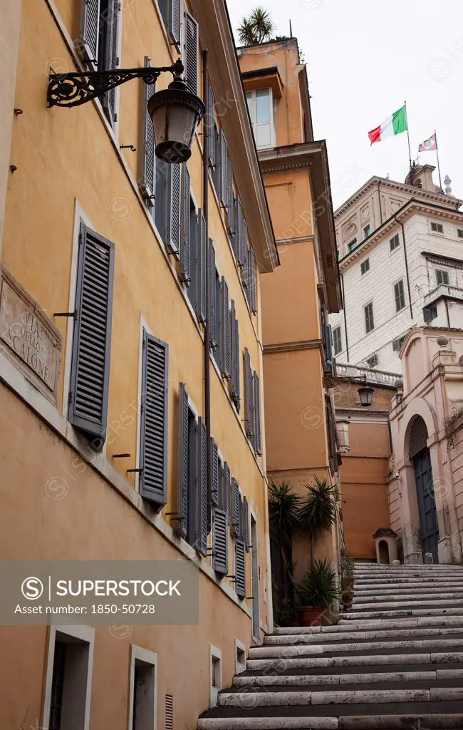 Italy, Lazio, Rome, Steps leading to the Palazzo del Quirinale offical residence of the Italian President.