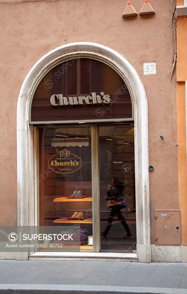 Italy, Lazio, Rome, Exterior of Churchs English Shoes shop.