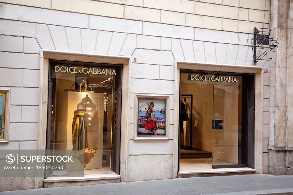 Italy, Lazio, Rome, Via del Condotti Exterior of the Dolce and Gabbana shop.
