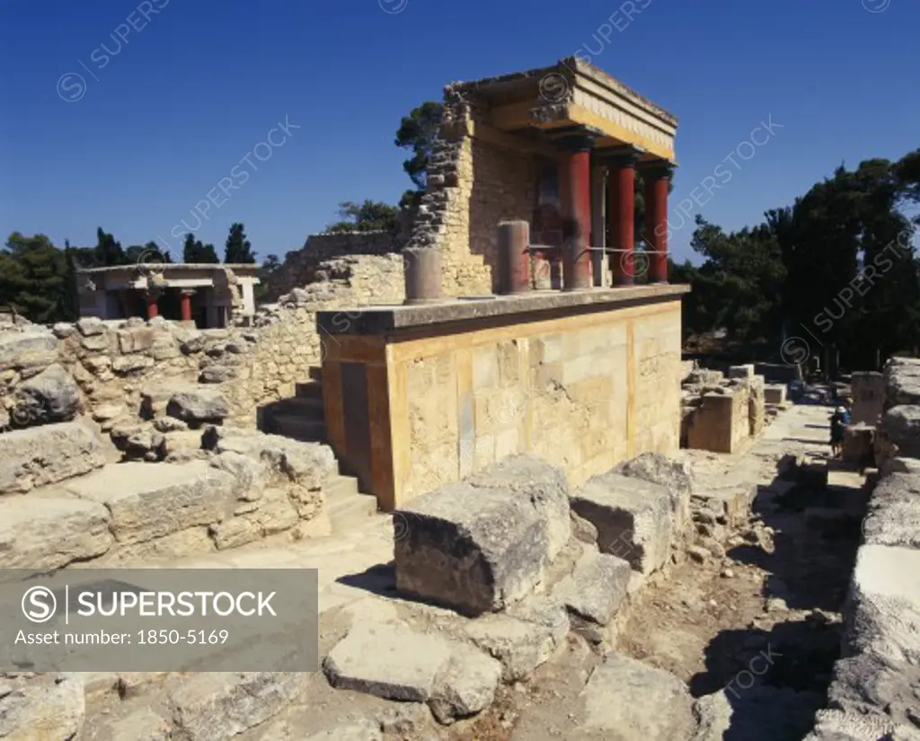 Greece, Crete, Iraklion, Knossos. Ruins Of The Former Minoan Capital