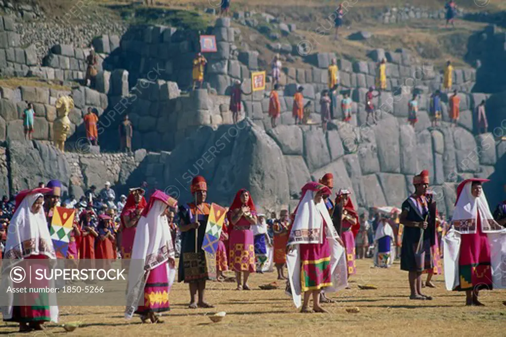Peru, Cusco Department, Sacsayhuman, 'Inti Raymi, The Inca Festival Of The Winter Solstice, Enacted At The Ruined Ceremonial Centre Of Sacsayhuaman In The Northern Outskirts Of Cusco. '