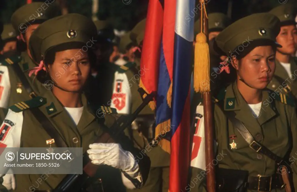 Laos, Military, WomenS Army In The Fifth Anniversary Parade.