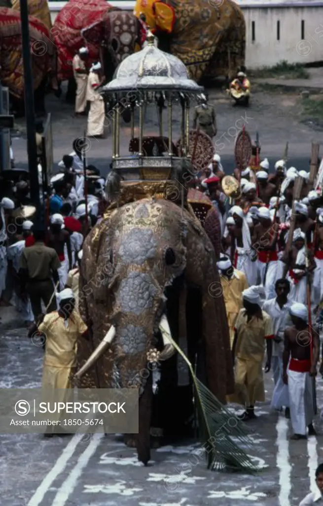 Sri Lanka, Kandy, 'The Esala Perahera Honouring The Sacred Buddhist Tooth Relic Of Kandy.  The Maligawa Tusker Elephant Carries A Replica Of The Golden, Relic Casket.'