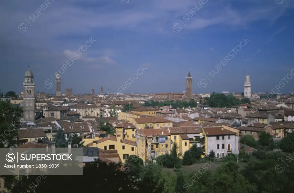 Italy, Veneto, Verona, View Over City Rooftops.