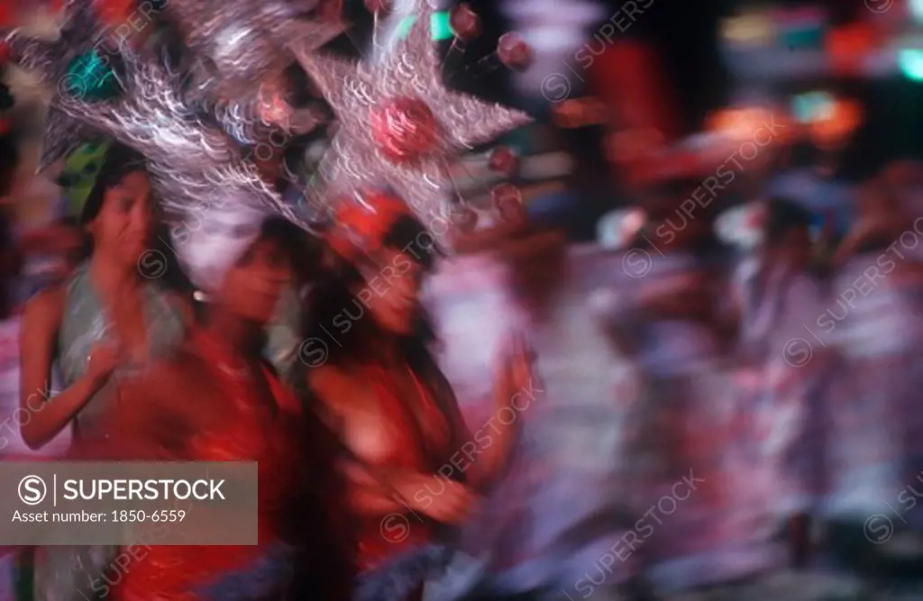 Cuba, Santiago, Carnival Dancers Blurred Movement