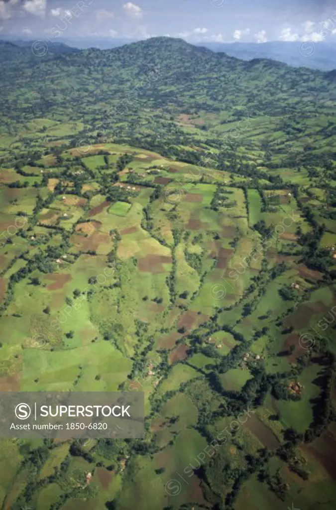 Ethiopia, South West, Agriculture, Aerial View Over Farmland. Cultivated Land