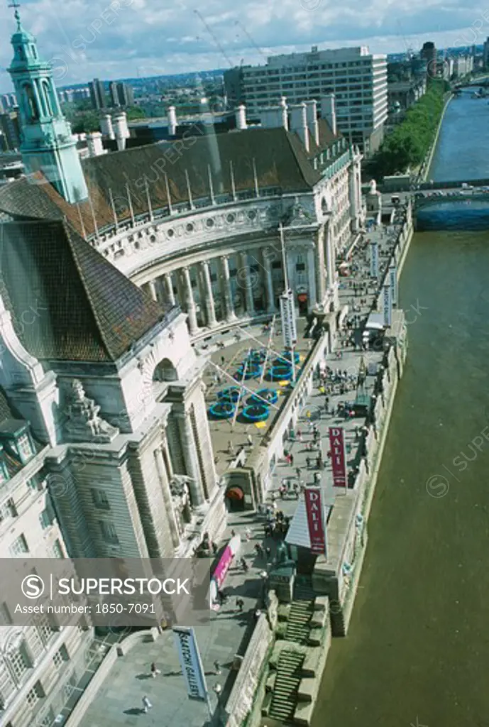 England, London, View Over County Hall And River Thames From The London Eye.