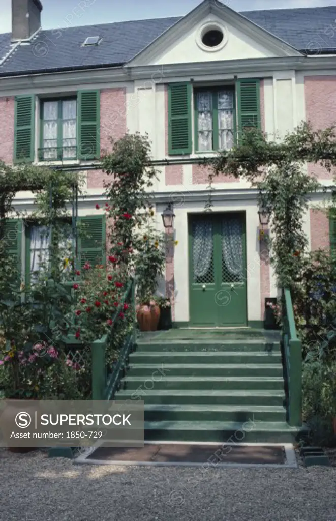 France, Normandy, Giverny, Steps Leading Up To Claude MonetS House.