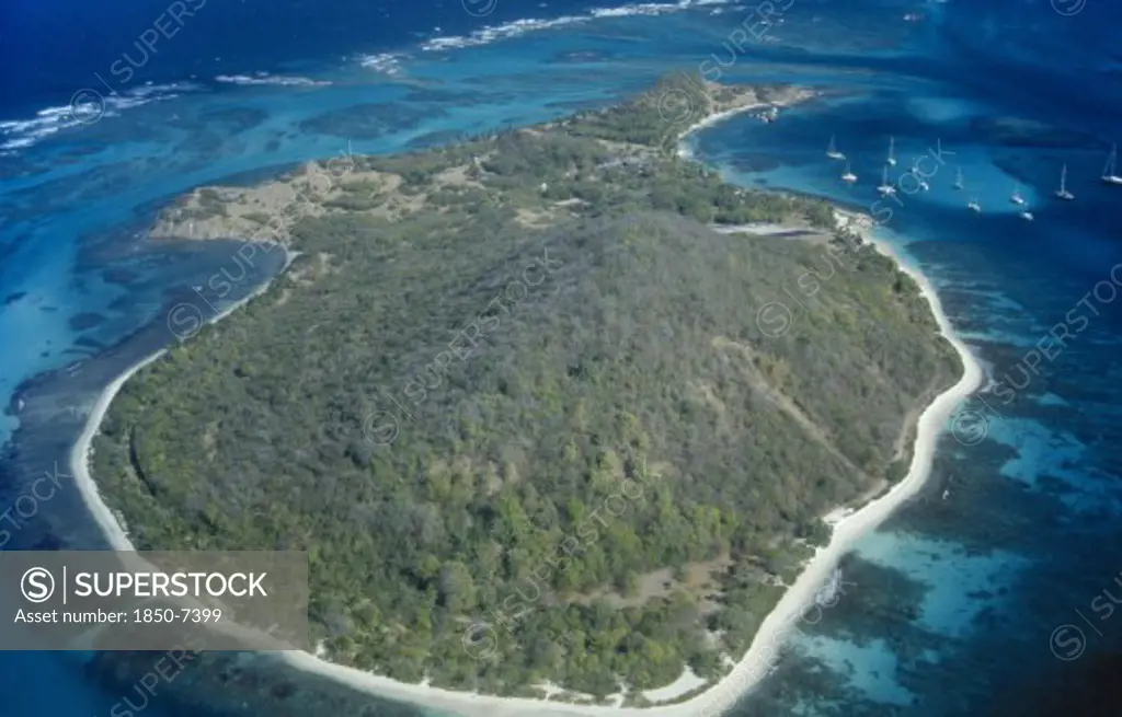 Grenadines, Petit St Vincent, Aerial View Over The Island