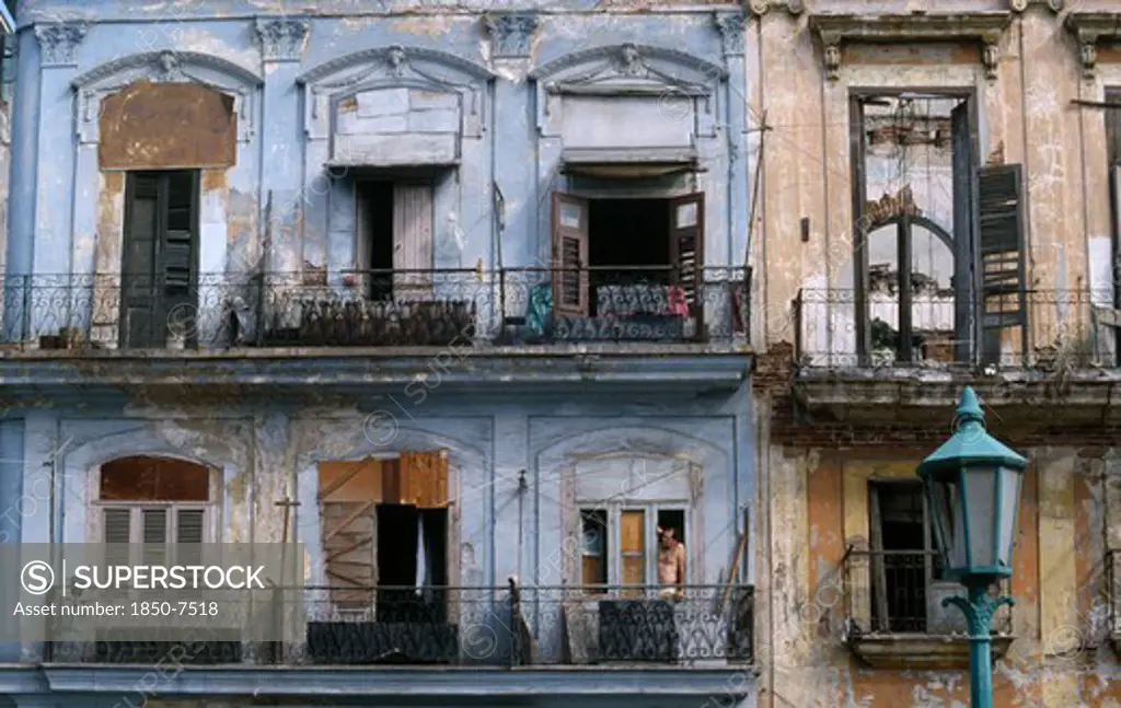 Cuba, Havana, Run Down Colonial Buildings In Old Port Area