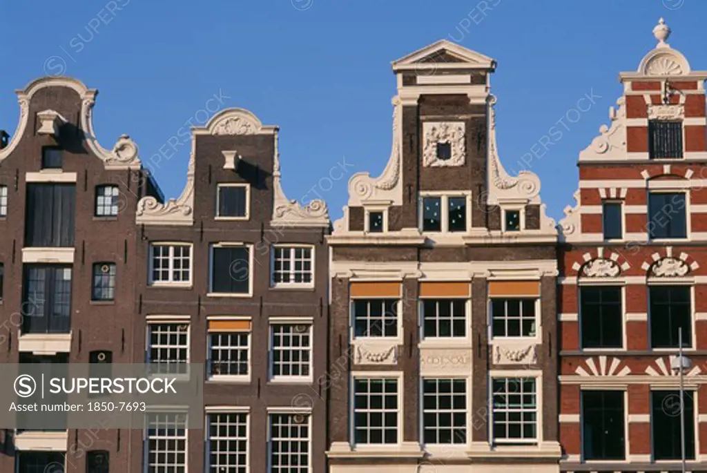 Holland, Noord, Amsterdam, Rokin. Traditional Architecture Facades